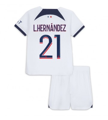 Paris Saint-Germain Lucas Hernandez #21 Udebanesæt Børn 2023-24 Kort ærmer (+ korte bukser)